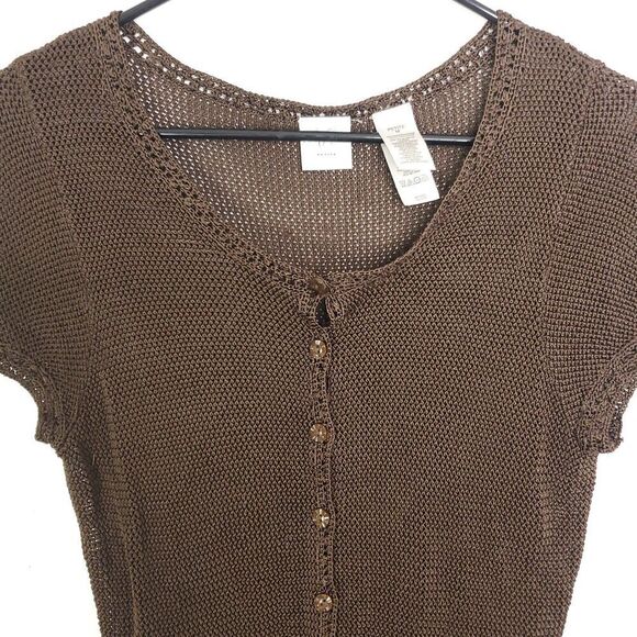 Emma James Top Womens MP Loose Knit Chocolate Grunge Y2K Feminine Scalloped Hem - Picture 2 of 8